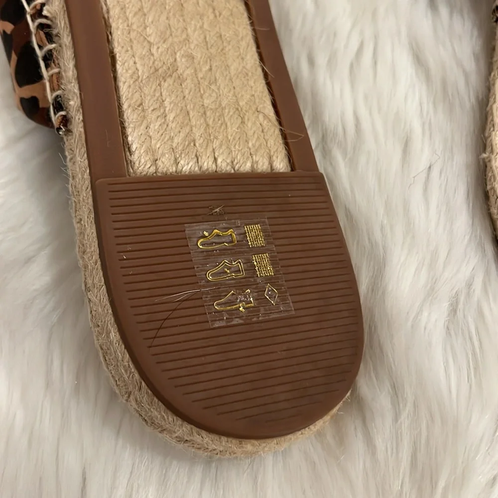 J.Crew Espadrille Sandals Women Size 10 Leopard Print Canvas Slide Twisted Knot